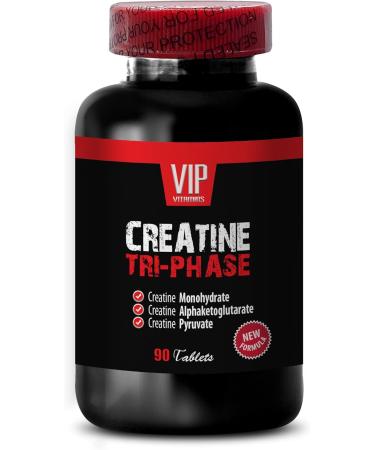 Bodybuilding Supplements for Men - CREATINE TRI-Phase 3X | Unflavored Creatine Monohydrate Pills for Muscle Gain & Recovery - 90 Tabs - Buy Online on GoSupps.com