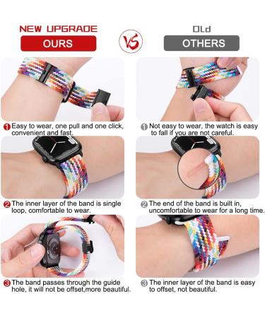 Qimela Elastic Nylon Braided Apple Watch Band - Black Buckle | Adjustable Solo Loop Strap for iWatch Series 1-8 - 42mm/44mm/45mm/49mm - Buy Online on GoSupps.com