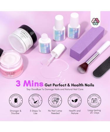 Saviland Dip Powder Nail Kit - 3 Mins Repair, Air Dry, Pink & White Dipping Powder for Broken Nails | Nail Glue, File, Dust Brush - Nail Repair Treatment - Buy Online on GoSupps.com