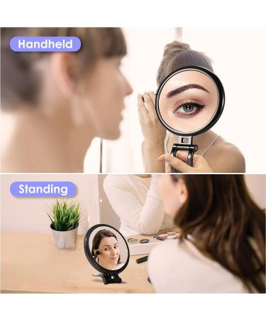 MIYADIVA 6 Inch 20X Magnifying Hand Mirror with Handle - Portable Travel Mirror for Women - Foldable Double Sided Design - Black - Buy Online on GoSupps.com