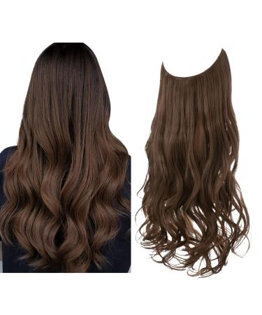 SARLA Hair Extension 18 Inch Invisible Adjustable Wire Hair Piece Curly Wavy Long Synthetic Hairpieces for Women Natural Heat Temperature Fiber (18 Inch (Pack of 1) Medium Brown) 18 Inch (Pack of 1) Medium Brown