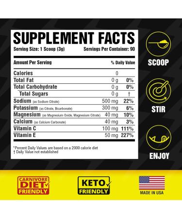Premium Hydration Powder for Carnivore Diet | Keto Friendly Electrolyte Supplement - 90 Servings Unflavored - Optimal Energy & Recovery - Buy Online on GoSupps.com