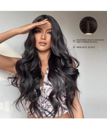 Esmee Long Wavy Black Synthetic Wig - 26 Inches | Heat Resistant for Daily Wear, Parties & Cosplay - Buy Online on GoSupps.com