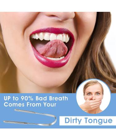 Stainless Steel Tongue Scraper Set for Adults - 2 Pack | Oral Care Tool for Bad Breath | Easy to Use & Portable | Ideal for Home, Work, Travel - Buy Online on GoSupps.com