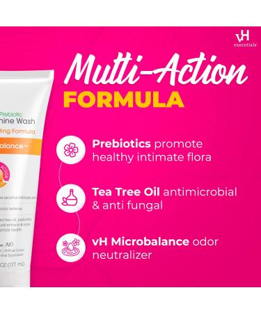 vH Essentials pH Balanced Daily Feminine Wash with Tea Tree Oil & Prebiotic - 6 Fl Oz (Pack of 2) | Best International Shipping - Buy Online on GoSupps.com