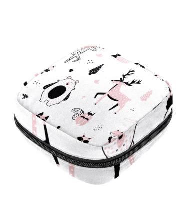 Cute Forest Animals Sanitary Napkin Storage Bag Portable Menstrual Pad Bag for Teen Girls Tampons Sanitary Pads for Women Ladies Multicoloured 03