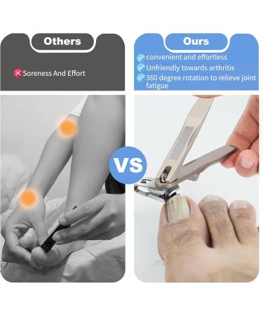 Artfuy 360 Degree Rotary Nail Clippers for Seniors Toenail & Finger Clippers for Thick Nails Long Handle Stainless Steel Heavy Duty Large Toe Nail Clippers for Seniors Men and Women Silver - Buy Online on GoSupps.com