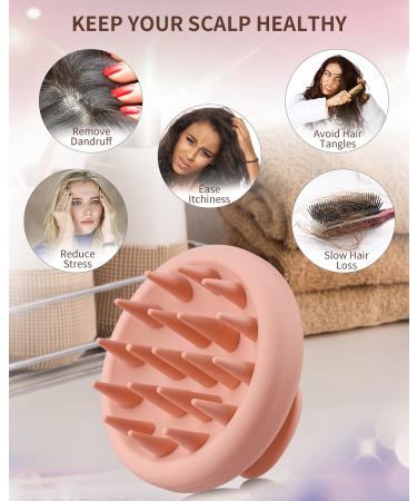Waterproof Scalp Massager Shampoo Brush for Hair Growth & Dandruff Treatment - Salmon Pink - Buy Online on GoSupps.com