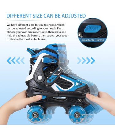 Nattork Kids Roller Skates - Adjustable Quad Skates with Light up Wheels, Blue, Small (10C-13C) - Buy Online on GoSupps.com