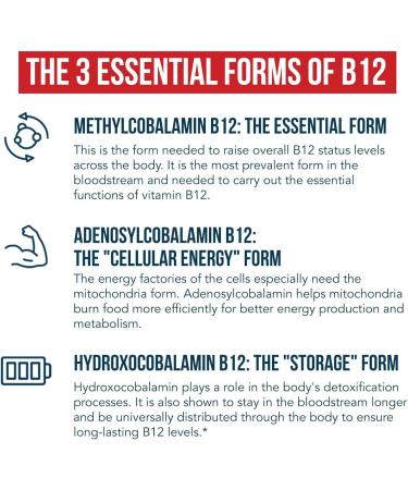 Organic Vitamin B12 5000 mcg | 3 BioActive B12 Forms | Cherry Flavor | Vegan | Non-GMO (60 Servings) - Buy Online on GoSupps.com