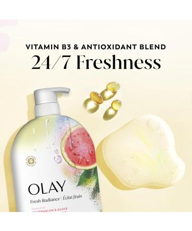 Olay Body Wash for Women Fresh Radiance 24/7 Skin-Loving Freshness Visibly Radiant Plant Based Cleansers Vitamin B3 & Antioxidant Blend For All Skin Types Watermelon & Agave Scent 35 fl oz - Buy Online on GoSupps.com