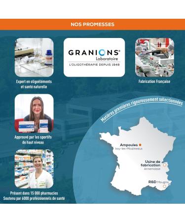 GRANIONS PHYSICAL AND MENTAL ENERGY BOOSTER | Ginseng Ginger Guarana Royal Jelly Vitamin B6 Coffeine - Memory and Concentration - Anti Fatigue Booster - 30 Drinkable Ampoules - Made in France - Buy Online on GoSupps.com