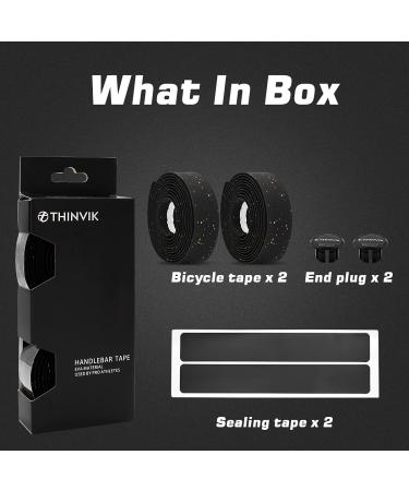 Thinvik EVA Cork Bike Handlebar Tape - Anti-Slip Sweat-Absorbent Bar Wraps for Road Cycling - 2 Rolls (Black) - Buy Online on GoSupps.com