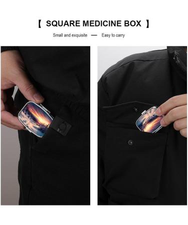 Winter Snow Sunset Pill Box 2 Compartment Metal Organizer for Medicine | Portable Decorative Pill Case for Pocket & Purse - Buy Online on GoSupps.com