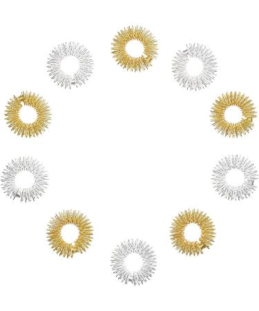 Newgen Medicals Massagering - 10 Acupressure Finger Massage Rings in Gold & Silver | Ideal Gift for Women - Buy Online on GoSupps.com