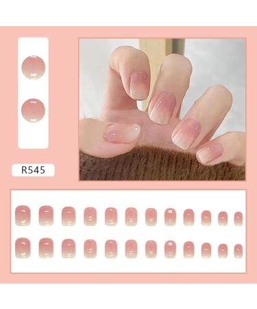 Oval Short French Press-On Nails | Mrcuvaryas Pink Gradient Soft Gel Nail Tips Full Cover - Buy Online on GoSupps.com