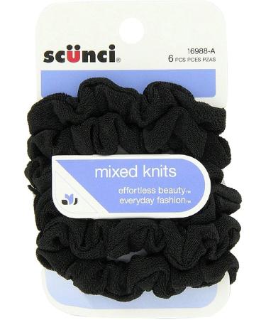 Scunci 1698803A048 Black Mini The Original Mini Scrunchies 6 Count