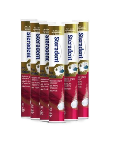 SIX Packs of Steradent Pro White Denture Cleanser 30 Tablets