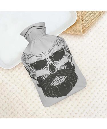 Bearded Skull Hot Water Bottle with Plush Cover | Ideal Hand Warmer for Adults & Children | 26.5x15.3cm - Buy Online on GoSupps.com