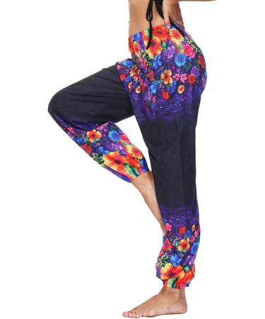 Haiorziyou Women's Baggy Hippie Jogging Pants | Boho Light Harem & Beach Yoga Pants | Comfortable Summer Aladdin Pants in Red - Buy Online on GoSupps.com