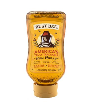 Busy Bee Raw Unfiltered Honey, 16 Ounce, 1 LB, USA Wildflower Honey Raw Unfiltered 16 OZ (Pack of 1)