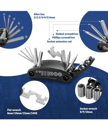 Rockbros 16-in-1 Bicycle Saddlebag & Multi-Tool | Perfect for Mountain Racing & E-Bikes - Buy Online on GoSupps.com