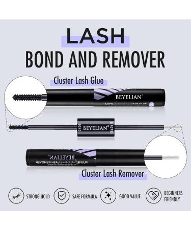 BEYELIAN D+ Curl Cluster Lashes Kit with Lash Bond and Remover - 84 Pcs Individual Lash Clusters, Super Strong Hold Adhesive, Fast 48 Hour Removal - Buy Online on GoSupps.com