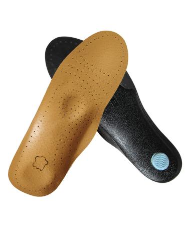 Thin Leather Insoles for Men Shoe Pads Orthotic Insoles for Flat Feet Plantar Fasciitis Shoe Replacement Soles for Arch Support Shoe Liner Cushion Pad for Metatarsal Heel Spurs  Mens 10.5-11 M US Mens 10.5-11 M US Yellow