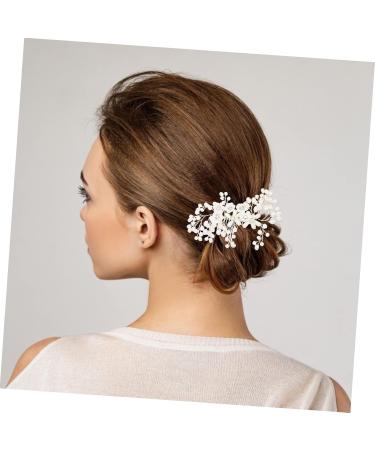 Angoily Flower Rhinestone Hair Comb Floral Headpiece Floral Hair Clip Wedding Hair Accessories Women Hair Headdress Creative Hair Comb Zinc Alloy Pearl White Korean Version Bride - Buy Online on GoSupps.com