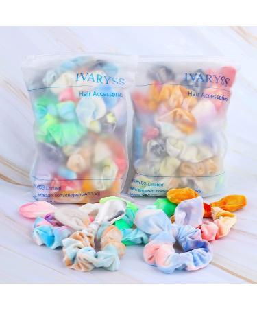 IVARYSS Bow Scrunchies for Little Girls - 12 Pcs Tie Dye Velvet Rabbit Bunny Ear Small Scrunchy | Cute Rainbow Ponytail Holder for Kids | Soft Bowknot Elastic Hair Bands - Buy Online on GoSupps.com
