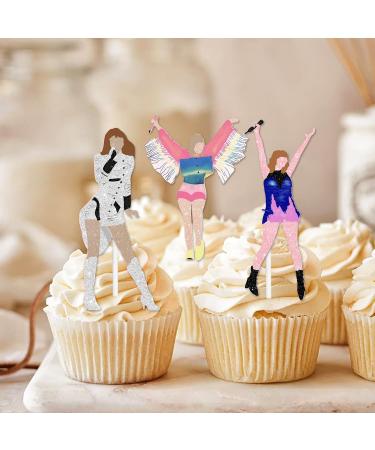 18pcs Glitter Guitar Girls Dessert Cupcake Topper Cheer to Worldwide Popular Female Singer Concert Theme Decor Pick for Fan Men Women Happy Birthday Folklore Music Party Decorations Supplies - Buy Online on GoSupps.com