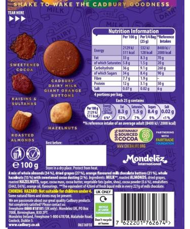 Cadbury Dairy Milk Frutier And Nuttier Orange Trail Mix 100g - Delicious Chocolate with Orange Flavored Nuts - Buy Online on GoSupps.com