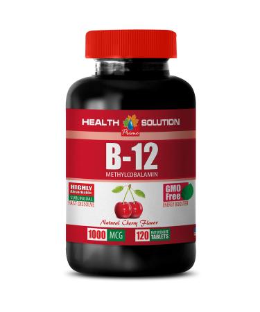 Energy Enhancer Supplements - B12 METHYLCOBALAMIN 1000MCG - Natural Cherry Flavor - Fast Dissolve - methylcobalamin b12 1000mcg sublingual - 1 Bottle (120 Tabs)