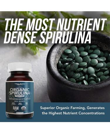 Parry Spirulina Tablets - Certified Organic 360 Tablets for Highest Nutrient Density, Non-Irradiated, 4 Organic Certifications - 90 Servings - Buy Online on GoSupps.com
