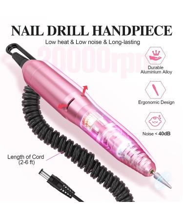 Professional Nail Drill Machine Replacement Handpiece | 20000 RPM Handpiece Parts for SUBAY, ALLE S, HOINVO, JIASHENG - PINK - Buy Online on GoSupps.com