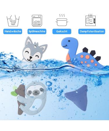 4-Piece Dinosaur Chew Toys Set for Kids | Silicone Baby Teething Rings | Sensory Biting Play for ADHD & Teething Relief - Buy Online on GoSupps.com