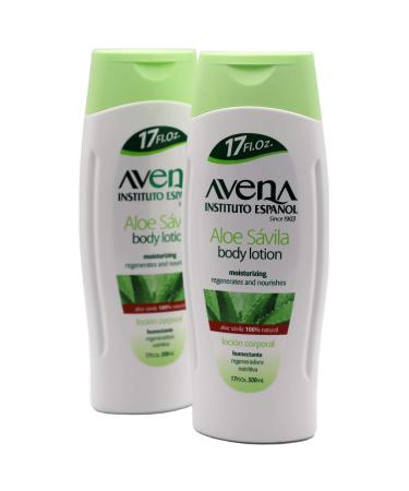 Avena Instituto Espanol Aloe Savila Body Lotion Moisturizing Regenerates and Nourishes 2-pack Of 17 FL Oz each 2 Bottles.