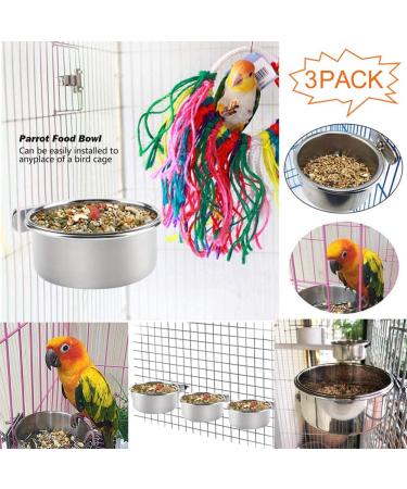 PINVNBY Stainless Steel Bird Feeding Dish Cups with Clamp Holder - 5 Pack | Parrot Food Water Dish Perch Stand Platform Paw Grinding Toy Feeder Cage Bowl for Budgies Parakeet Macaw & Small Animals - Buy Online on GoSupps.com