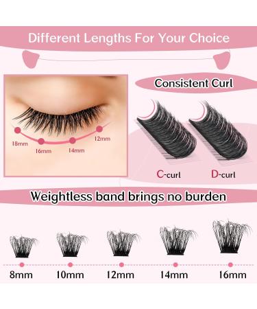 PRO Lash Clusters 72 Pcs | 3D Effect DIY Lash Extension | Volume Wispy Individual Cluster Lashes | Super Thin Band | Reusable & Comfortable | Adore-3D Fluffy C-8-16mix - Buy Online on GoSupps.com