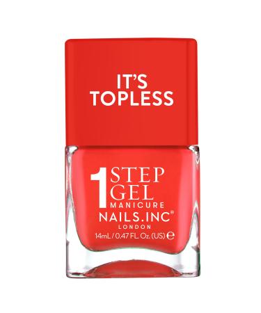 Nails Inc Nails Inc Topless Jennifer (Coral Red) - UV-Free Gel Nail Polish - 1-Step Manicure with Approximately 8 Days of Wear - Quick Drying - Vegan & 21-Free - For Kids & Adults - No Base Coat Required
