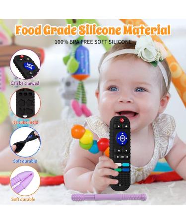 Silicone Remote Teether for Babies 6-12 Months - Chewable TV Remote Teething Toy in Black - Buy Online on GoSupps.com