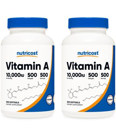 Nutricost Vitamin A 10 000 IU 500 Softgels (2 Bottles)