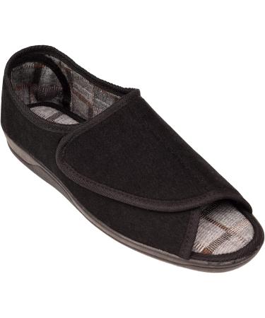 Men's Extra-Wide 80-D Memory Foam Diabetic Slipper | Adjustable Closures | Warm Plush Fleece | Arthritis Edema Swollen House Shoes | Machine Washable | Anti-Slip Sole | Black - Size 12 - Buy Online on GoSupps.com