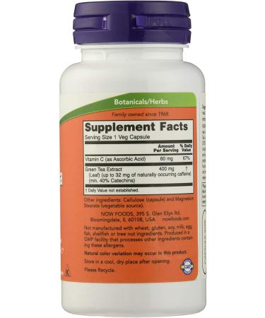 Now Foods Green Tea Extract 400mg - 100 Veg Capsules | Antioxidant Support - Buy Online on GoSupps.com