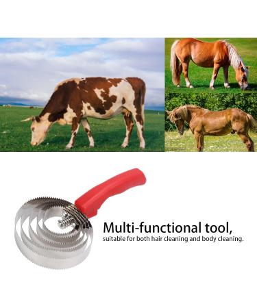 Stainless Steel Horse Curry Comb - Cattle Itching Brush for Horses Sheep & Cows | 5 Rings Horse Care Tool - Buy Online on GoSupps.com