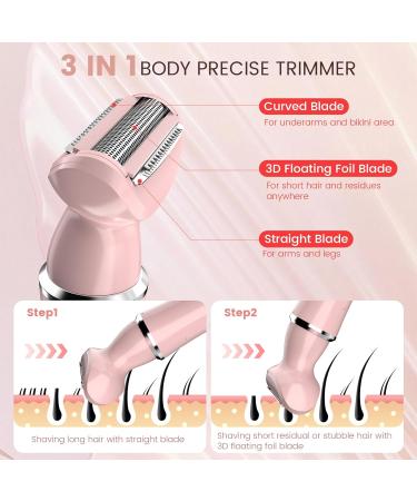 Sejoy All-in-1 Women's Facial Hair Trimmer Painless Electric Clipper for Face Nose Ears & Eyebrows Pink - Buy Online on GoSupps.com