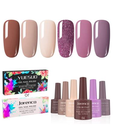 gruciso 6Pcs Gel Nail Polish Set  Gel Polish Kit Glitter Nail Polish Gel Collection Soak Off Nail Polish Starter Manicure Gift Nail Set for Women Mother's Day Gift Pink