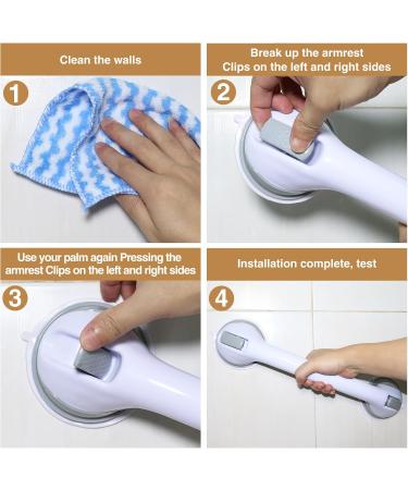 2PCS 16" Grab Bars for Bathroom Non Skid Shower Handle Grab Bars for Bathtubs and Showers Removable Shower Handrails for Safety Hand Rail Support for Tub Handicap Elderly Injury Kid pregnant woman - Buy Online on GoSupps.com