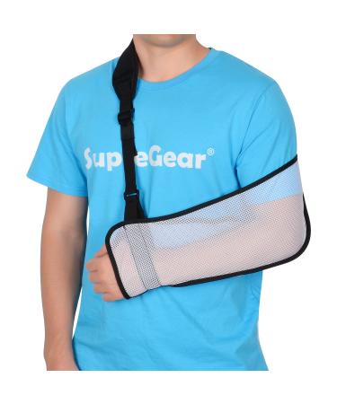 supregear Mesh Arm Sling Adjustable Lightweight Comfortable Shoulder Arm Immobilizer Sling Breathable Right Left Shoulder Stabilizer Support for Injured Arm Elbow Wrist Hand (White)