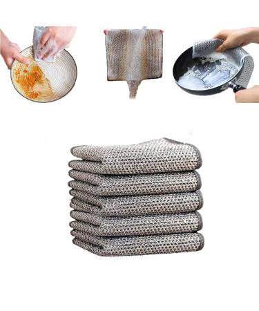 Non Scratch Wire Dishcloth Wire Dishwashing Rag Circularite Scrubbing Cloths Double Layer Multipurpose Non-Scratch Wire Dishcloth Multifunctional Non-Scratch Wire Dishcloth Easy Rinsing (5 pcs)